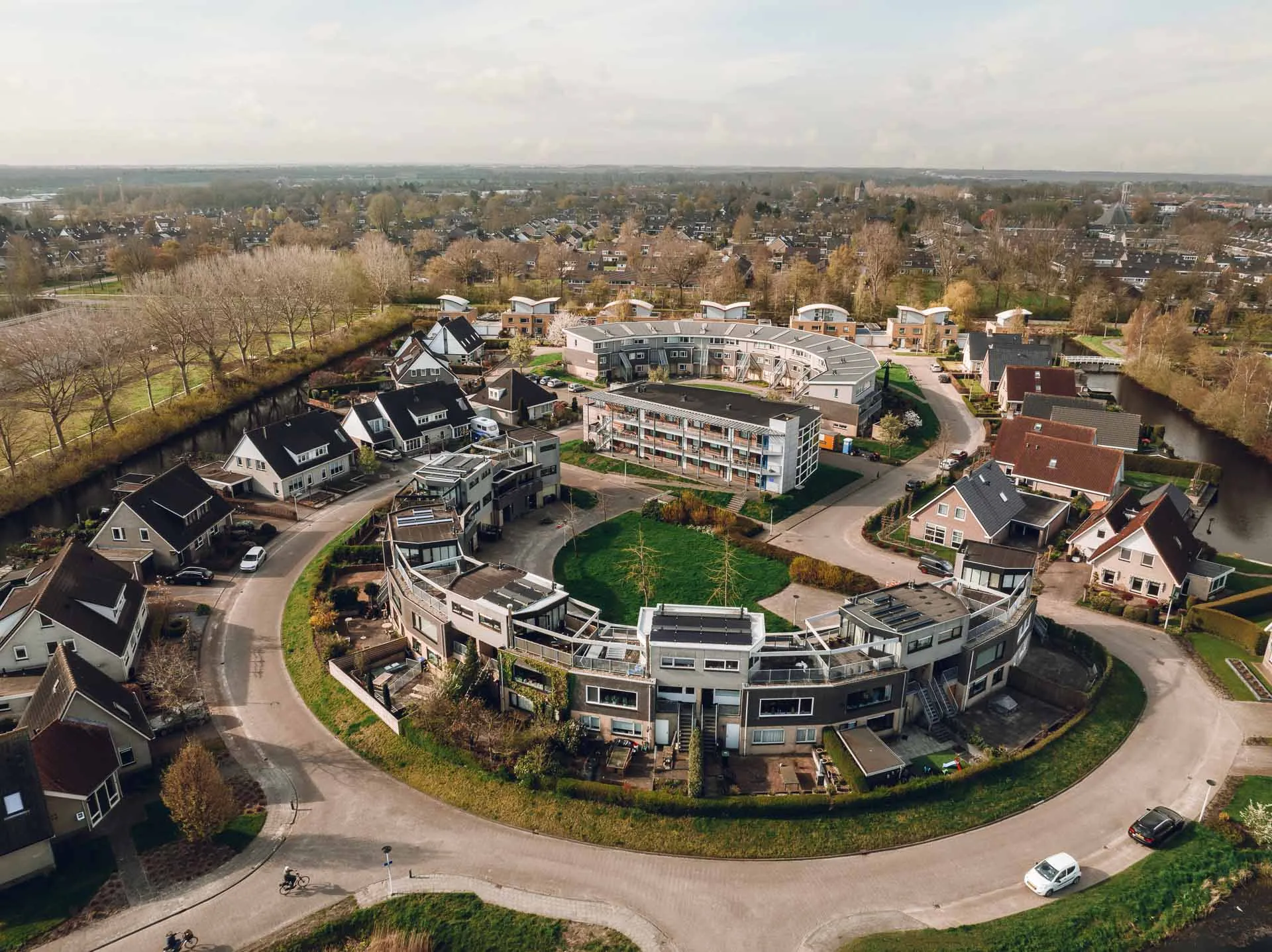 Woonwijk van boven in Joure